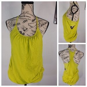 Lululemon Sz 4 Tank Top 2 in 1 Sport Bra Tank Yellow Green
